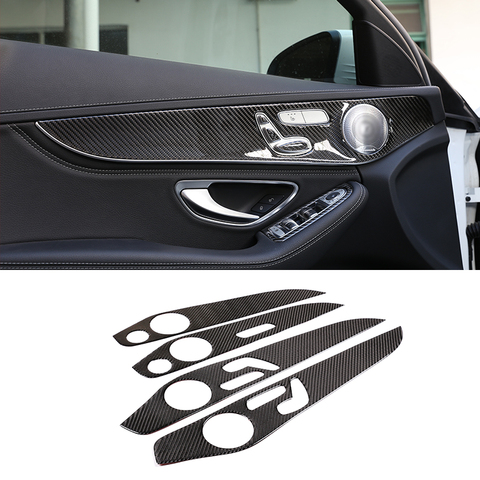 Cubierta de Panel de fibra de carbono suave para decoración de puerta Interior de Mercedes Benz Clase C W205 GLC Clase 2014-2022, accesorios de coche embellecedores ► Foto 1/6