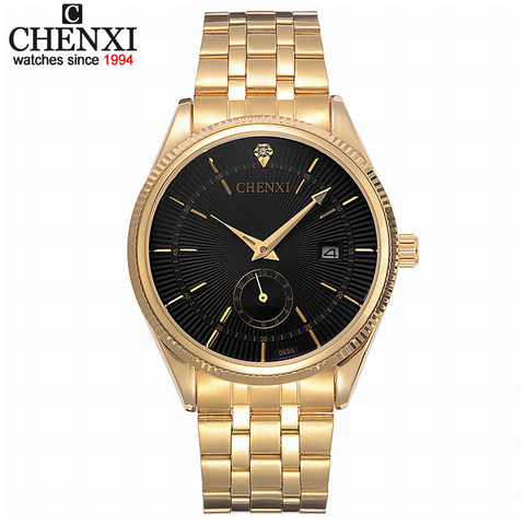 CHENXI-reloj dorado para hombre, de pulsera, de cuarzo dorado, calendario, Masculino ► Foto 1/6