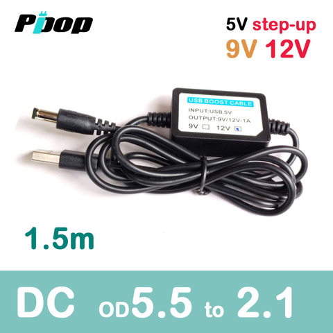 DC 5 V paso a 9 V 12 V Jack de 5,5mm x 2,1mm 1,5 M cable USB 2,0 Cable conector multicargador para mesa de lámpara de enrutador ► Foto 1/6