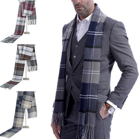 Bufanda suave escocesa para hombre, chal cálido de lana a cuadros para invierno, para cuello, 30x190 cm, 1 uds. ► Foto 1/6