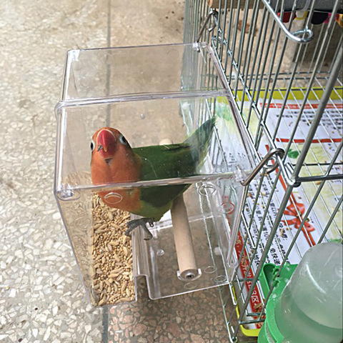 CAITEC caja de alimentación para pájaros a prueba de derrames, caja de comida para loro, contenedor de comida para loro, resistente a mordidas, apto para pájaros pequeños, loro pequeño ► Foto 1/6