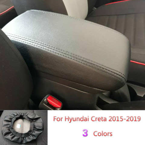 Para Hyundai Creta ix25 2015, 2016, 2017 - 2022 caja para reposabrazos Central de coche cubierta centro de la consola funda protectora de la PU de La microfibra de cuero ► Foto 1/5