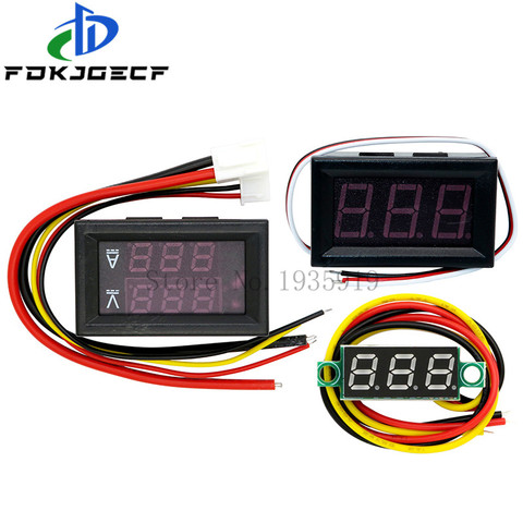 Mini voltímetro Digital DC 0- 100V, Panel 10A, amperios, medidor de corriente de voltaje, Detector, pantalla LED, coche rojo automático, azul y verde ► Foto 1/6