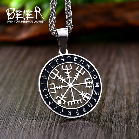 Beier 316L de acero inoxidable vikingo símbolo Lobo hombres colgante de collar Vintage amuleto de alta joyería de calidad BP8-544 ► Foto 1/6