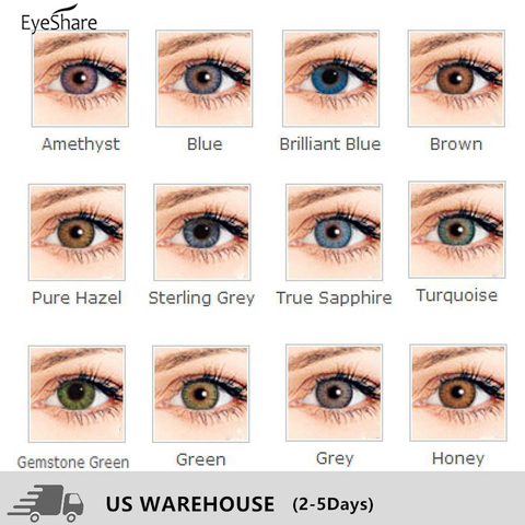EYESHARE- 1 par de lentes de contacto de 3 tonos de colores brillantes para cosméticos para ojos lentes de ojos coloreados ► Foto 1/6