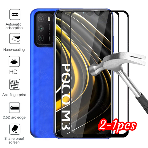 Uds protectora de vidrio para xiaomi poco m3 de vidrio para poco m3 m 3 pocom3 xiomi mi pocophonem3 de vidrio templado de la cubierta del teléfono de la película ► Foto 1/6