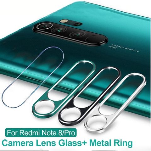 Lente de cámara de vidrio y anillo de Metal para Redmi Note 8T 8 8 Pro vidrio templado y protección para el lente de la Cámara Film para Xiaomi 9T K20 Back Glass ► Foto 1/6