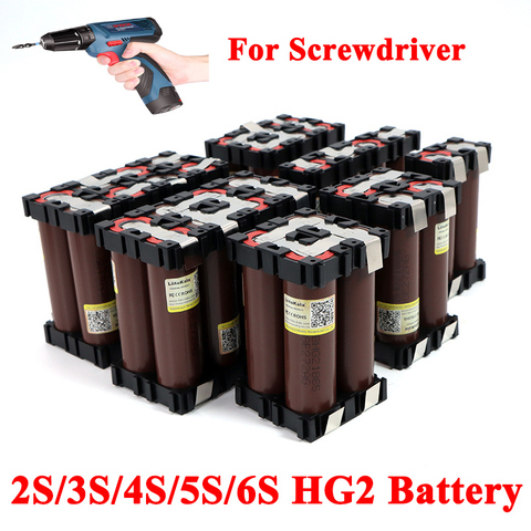 Liitokala 18650 HG2 2S 3S 4S 5S 6S 8S 6000mAh 20A 7,4 V 12,6 V 25,2 V 29,6 V 3000mAh para destornillador baterías batería de soldadura paquete ► Foto 1/6