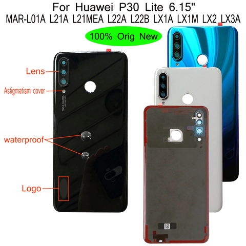 Orig-cubierta de puerta de batería para Huawei, carcasa para maletero, para Huawei P30 Lite, 100% pulgadas, MAR-L01A, L21A, L21MEA, L22A, LX1A, LX1M, LX2, 6,15 ► Foto 1/6