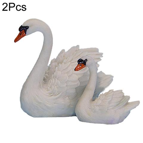 Mini figuras de resina de cisne para decoración para el hogar y jardín, figurilla de Hada, modelo de Animal para Micro paisaje, adornos de ganso, 2 uds. ► Foto 1/6