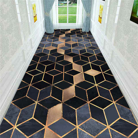 Alfombra para pasillo alfombras con estampado estéreo 3D de estilo nórdico, alfombras para sala de estar, cocina, baño, antideslizantes, para decoración del hogar ► Foto 1/6