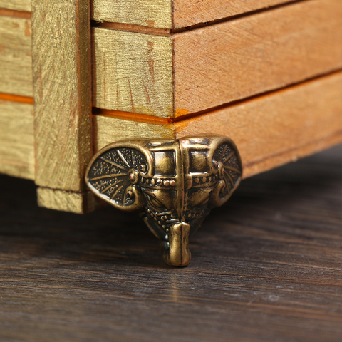 Caja de madera de elefante antiguo de plástico, caja de pecho de joyería de bronce Vintage, Protección decorativa para pies y piernas, 28x23mm, 8 Uds. ► Foto 1/6