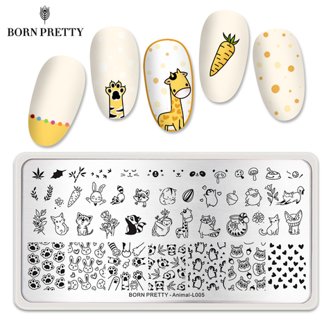 BORN PRETTY placas de sellos para uñas imagen de Animal Linda plantilla para decoración de uñas Acero inoxidable Floral flor encaje tema plantillas para uñas ► Foto 1/6