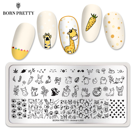 BORN PRETTY placas de sellos para uñas imagen de Animal Linda plantilla para decoración de uñas Acero inoxidable Floral flor encaje tema plantillas para uñas ► Foto 1/6