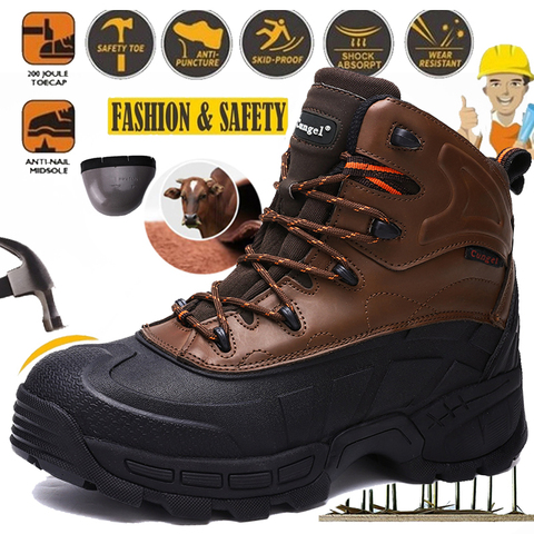 CUNGEL-zapatos de seguridad para invierno para hombre, zapatillas informales con punta de acero, ligeras y a prueba de perforaciones ► Foto 1/6