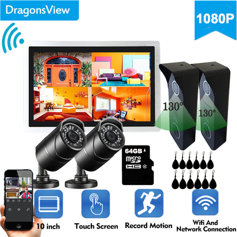 Dragonsview-videoportero inalámbrico con WiFi, intercomunicador para seguridad del hogar, pantalla táctil de 10 pulgadas, timbre de 1080P, teléfono IP inteligente ► Foto 1/6