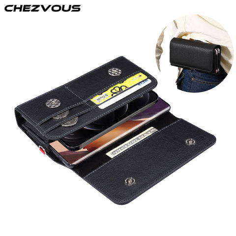 Funda Universal con Clip para cinturón, funda con tapa para teléfono móvil, para iPhone, Samsung, Huawei, Xiaomi, PU, 5,5-6,9 pulgadas ► Foto 1/6