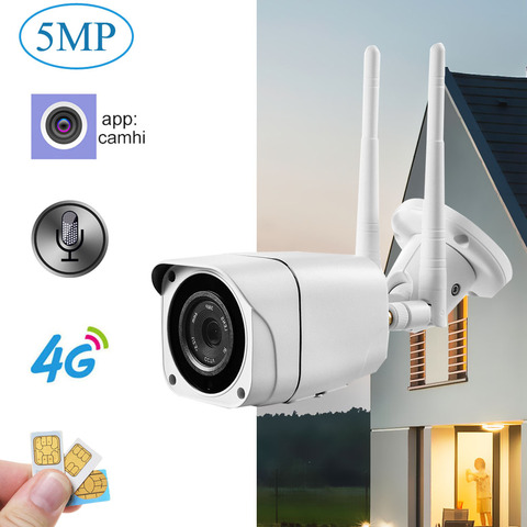 Cámara IP de seguridad para exteriores, videocámara tipo bala de 5MP, HD, 4G, GSM, IP, 1080P, inalámbrica, WIFI, CCTV, P2P, Onvif, Audio bidireccional, Camhi ► Foto 1/6