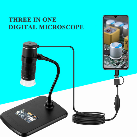 Microscopio para teléfonos móviles, tres en uno, tipo C, ordenador Android, digital, con USB ► Foto 1/6