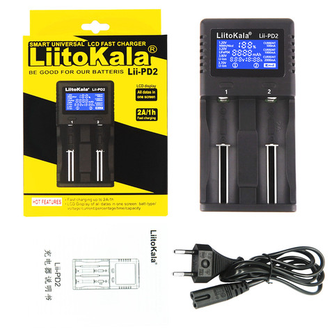 LiitoKala Lii-PD2 Lii-PD4 LCD cargador de batería para 21700, 20700, 18650, 18350, 26650, 22650, 14500 NiMH cargador inteligente de la batería ► Foto 1/6