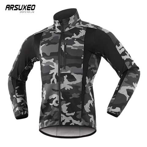 ARSUXEO-Chaqueta térmica de Ciclismo de Carretera para hombre, ropa cálida reflectante de noche para invierno, resistente al viento, impermeable ► Foto 1/6