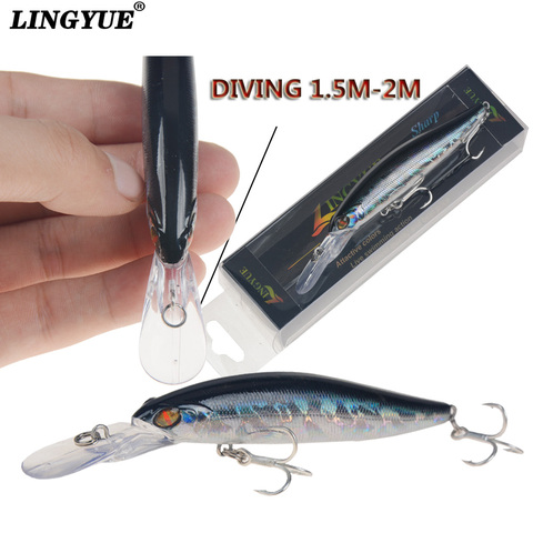 LINGYUE-señuelo de pesca Crankbait Wobbler de calidad, 15g, 125mm, sistema magnético de tungsteno, pececillo flotante, cebo para Lucio, 6 # anzuelo, aparejos ► Foto 1/6