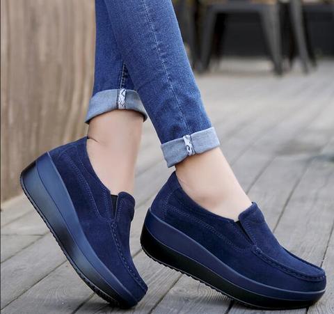 Primavera mujer zapatos planos plataforma mujeres zapatillas Slip On Ladies Flats cuero elegante zapatos mocasines cómodos zapatos de gran tamaño ► Foto 1/6