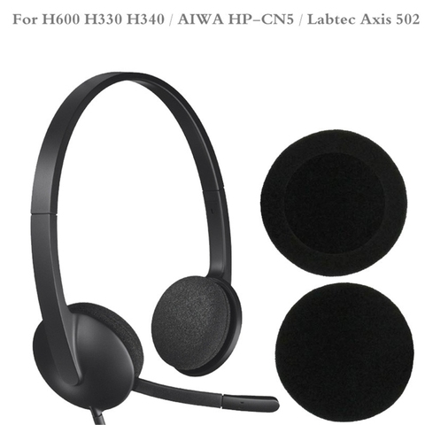 Almohadillas de espuma de repuesto para auriculares Logitech, 5 pares, 60mm/2,4 pulgadas, H600 H330 H340/Aiwa HP-CN5/Labtec Axis 502, color negro ► Foto 1/6