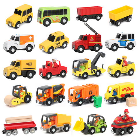 Coche magnético de juguete para niños, pista de tren, escena, coche, camión, accesorios compatibles con BIRO, pista de madera, juguetes educativos ► Foto 1/6