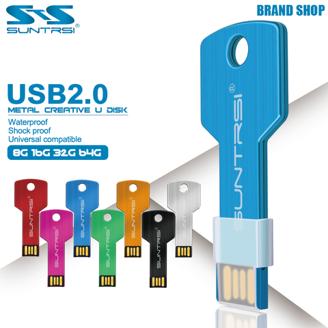 Suntrsi-unidad Flash USB 4, 8, 16, 32, 64G, Pen Drive 128G, lápiz usb resistente al agua, u-disk 2,0, regalo para PC ► Foto 1/6