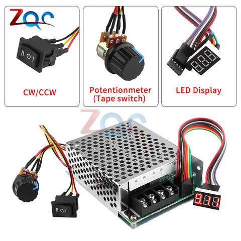 DC 10-50V 40A PWM controlador de velocidad del Motor de CC pantalla Digital LED 0 -100% ajustable 12V 24V 48V 48V 2000W MAX 60A Reversible ► Foto 1/6