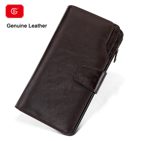 Billeteras de estilo largo para hombre, tarjetero de alta calidad, cartera con cremallera de gran capacidad, de cuero genuino, novedad ► Foto 1/6