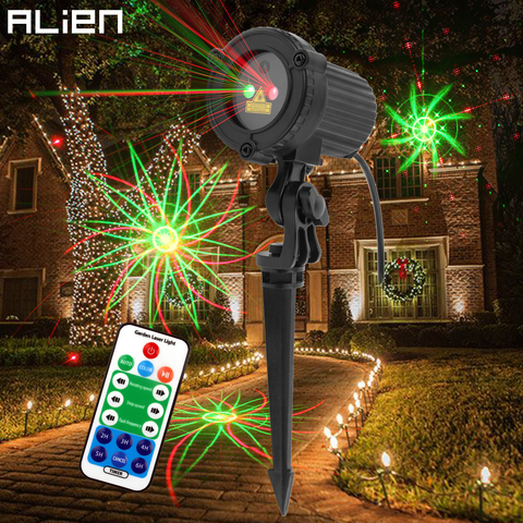 ALIEN-proyector láser impermeable para exteriores, luces para decoración de jardín, casa, árbol, Navidad, 8 patrones, rojo-verde ► Foto 1/6