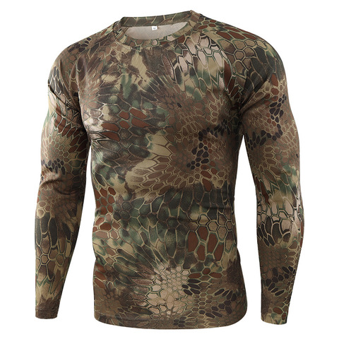 Camiseta de camuflaje militar táctico para hombre, camiseta transpirable de secado rápido, prendas de vestir de manga larga para combate del Ejército de los EE. UU. ► Foto 1/6