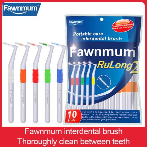 Fawnmum-cepillo de dientes Interdental de 0,6-1,2mm, herramienta Dental de ortodoncia en forma de L, para limpieza y cuidado bucal ► Foto 1/6