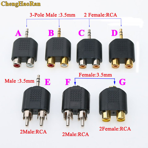 ChengHaoRan-conector de Audio 2 en 1, 3,5mm, jack a 2 RCA, macho a hembra, 3,5 a AV, auriculares estéreo, adaptador Dual de Audio para auriculares ► Foto 1/2