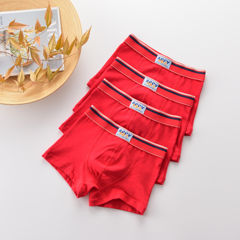 Alta calidad ropa interior de los niños de Color rojo boxeadores para  adolescentes niños coreanos de algodón suave ropa interior adolescente  bragas pantalones cortos 4 unids/pack - Historial de precios y revisión |