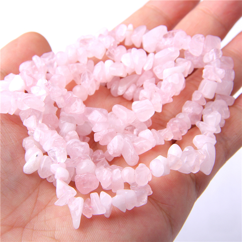 Cuentas de piedra de cuarzo rosa Natural de 5-8MM con Chip de ópalo, cuentas de gemas en forma de grava, compatibles con la fabricación de joyas, pendientes de pulsera DIY ► Foto 1/6