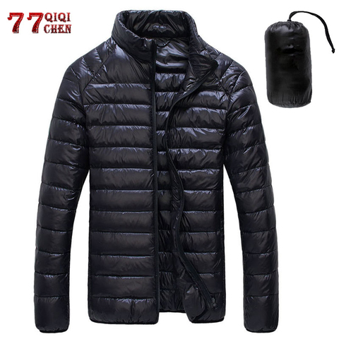 Chaqueta de plumón con cuello levantado para hombre, Parka ultraligera, prendas de vestir portátiles, a prueba de viento, chaqueta de plumón de pato blanco, 6XL, Otoño e Invierno ► Foto 1/6