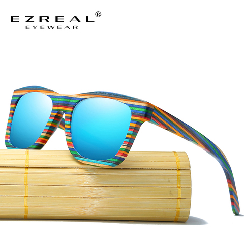 Gafas de sol de madera polarizadas EZREAL gafas de sol de bambú para hombre, gafas de sol originales de diseño de marca para mujer ► Foto 1/6