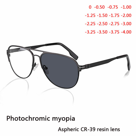 La miopía gafas de sol terminado hombres mujeres Marco de anteojos miopía con CR39 sol Photochromism gris receta de lentes miopía gafas ► Foto 1/6