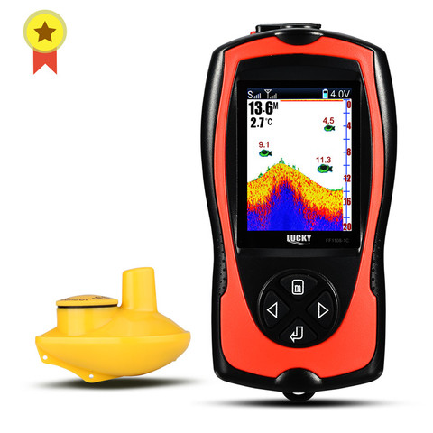 LUCKY FF1108-1CW-Sonar inalámbrico de 100m, dispositivo localizador de peces de Color, profundidad de agua de 147ft/45m, menú ruso ► Foto 1/6