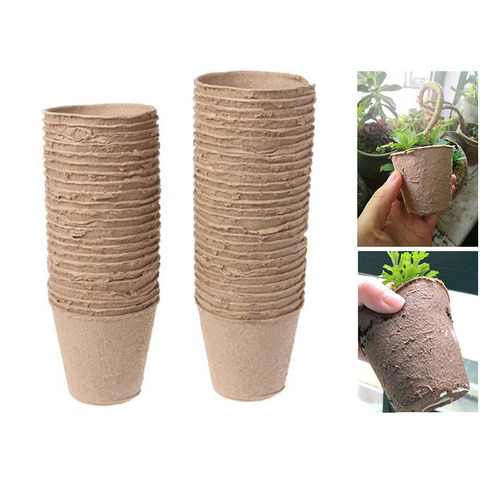 Kit de tazas biodegradables orgánicas para guardería, tarro de papel ecológico, herramientas de jardín para cultivo de plantas, 50 Uds. ► Foto 1/6