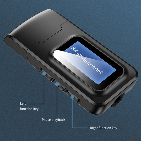 Receptor y transmisor de Audio USB, Dongle con Bluetooth 5,0, con pantalla LCD para TV, coche, PC, Mini conector de 3,5mm, AUX, adaptador inalámbrico USB ► Foto 1/6