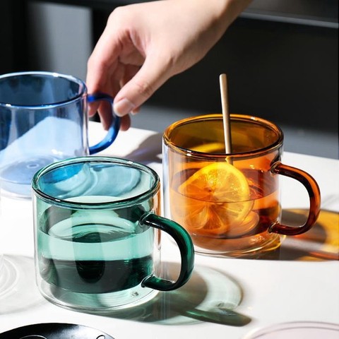 Copas de vino de 250ml, vaso para beber, whisky, Vodka, café, zumo, tazas de agua, té, creativa, tazas de vidrio de doble fondo para el hogar ► Foto 1/5