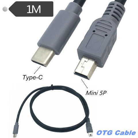 Convertidor de enchufe USB 3,1 tipo C macho a Mini USB 5 Pin B, adaptador OTG, Cable de datos de plomo para Macbook móvil 0,25 m/1m ► Foto 1/5