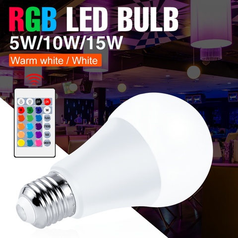DuuToo-Lámpara LED RGBW con puntos colorido, lámpara Led RGBWW E27, decoración de 220V, fiesta en casa, regulable con Control remoto, lámpara inteligente RGB ► Foto 1/6