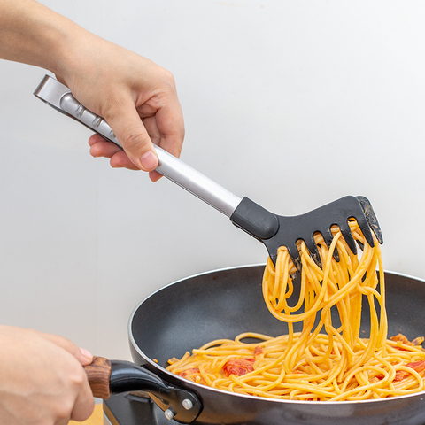 Pinzas de fideos de acero inoxidable importadas de Japón, pinzas para alimento, pinzas finas, pinzas de cocina con mango de acero inoxidable ► Foto 1/5