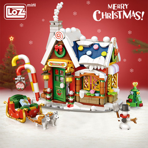 LOZ-Mini bloques de construcción de Casa de Navidad para ancianos, juguetes de rompecabezas de partículas pequeñas, regalos de navidad ► Foto 1/5