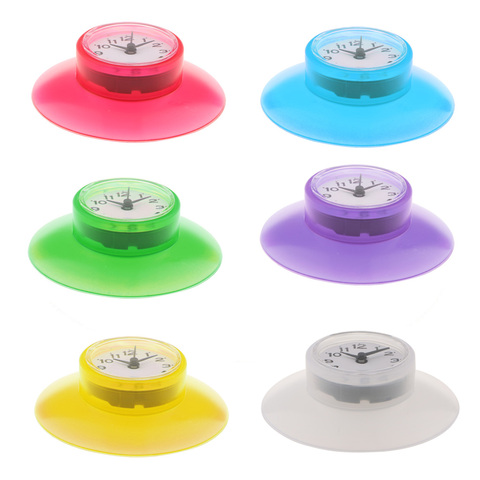 Reloj con forma de taza impermeable para decoración de hogar, espejo, cristal, nevera, baño, cocina, ducha, reloj de pared de baño ► Foto 1/6